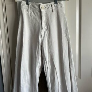 high rise White Wide-Leg Pants